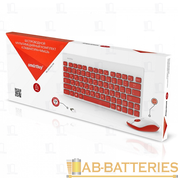 Набор клавиатура+мышь беспроводной Smartbuy 220349AG классическая белый красный (1/20)