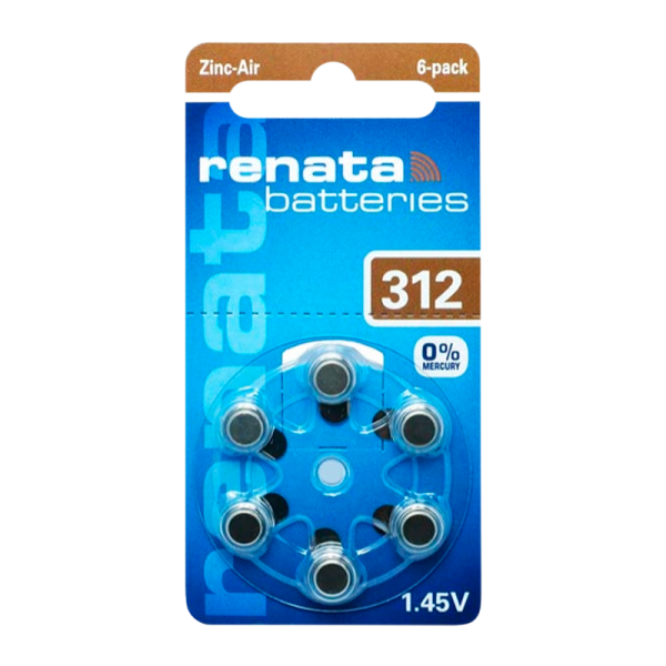 Батарейка Renata ZA312 BL6 Zinc Air 1.45V (6/60/300/3000)