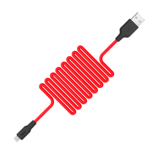 Кабель HOCO X21 USB (m)-microUSB (m) 1.0м 2.0A силикон красный черный (1/29/174)