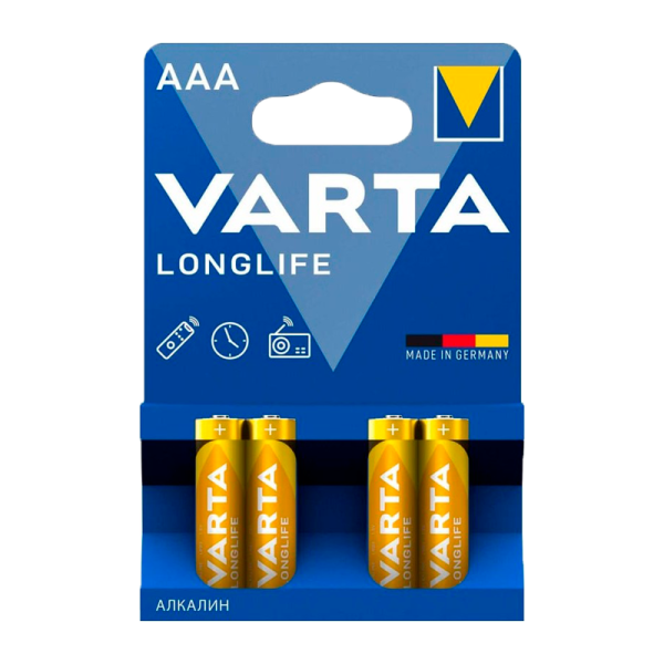 Батарейка Varta LONGLIFE LR03 AAA BL4 Alkaline 1.5V (4103) (4/96)
