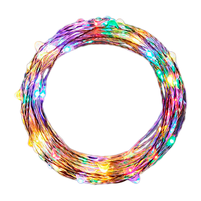 Гирлянда Космос "Разноцветные нити" 100LED 10.0м уличная медная проволока 8 режимов ассорти (1/24)