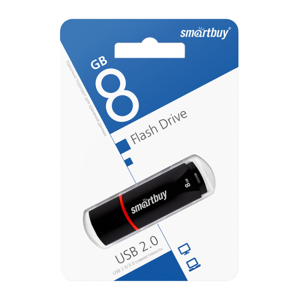 Флеш-накопитель Smartbuy Crown 8GB USB2.0 пластик черный