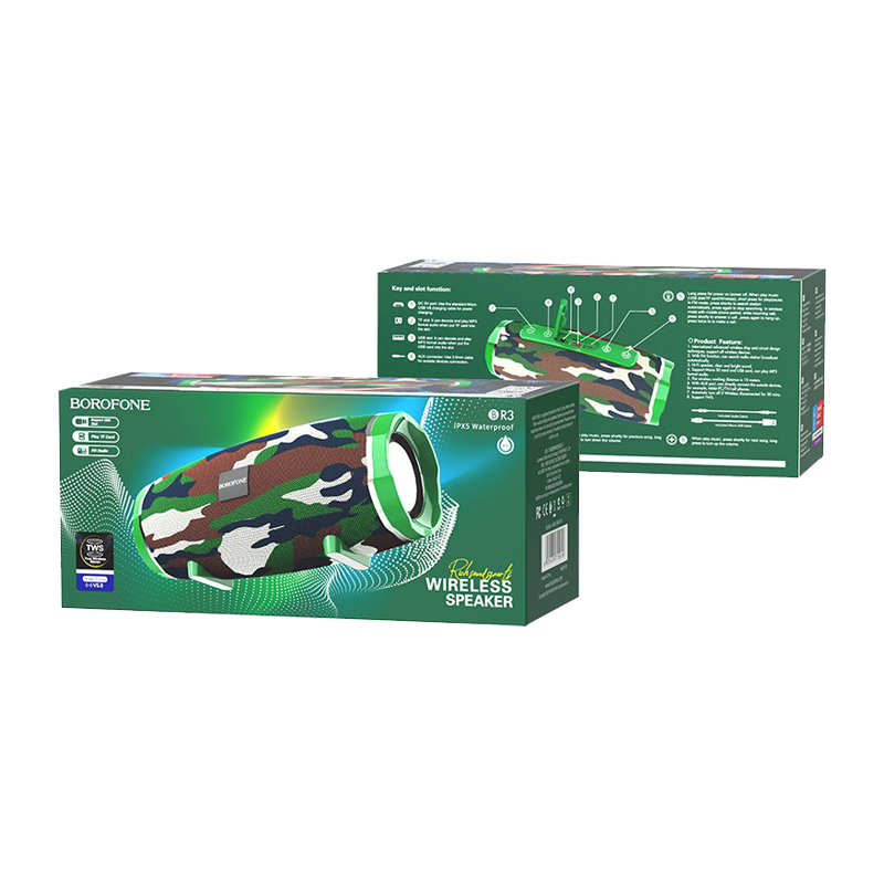 Портативная колонка Borofone BR3 bluetooth 5.0 microSD хаки (1/40)