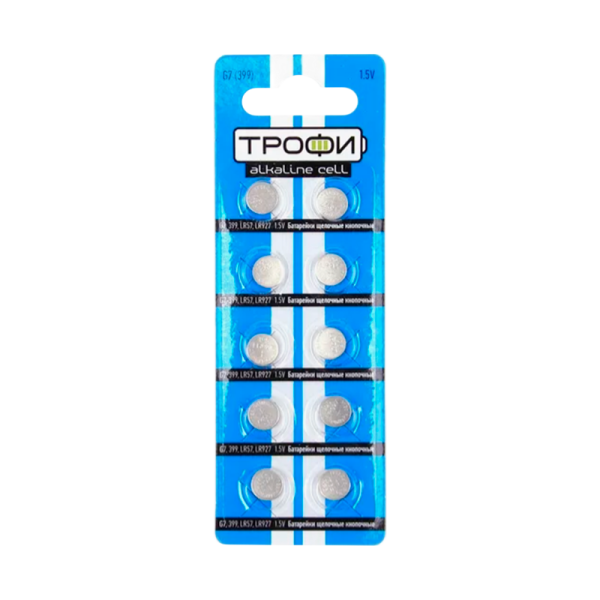 Батарейка Трофи G7/LR926/LR57/395A/195 BL10 Alkaline 1.55V (10/200/1600)