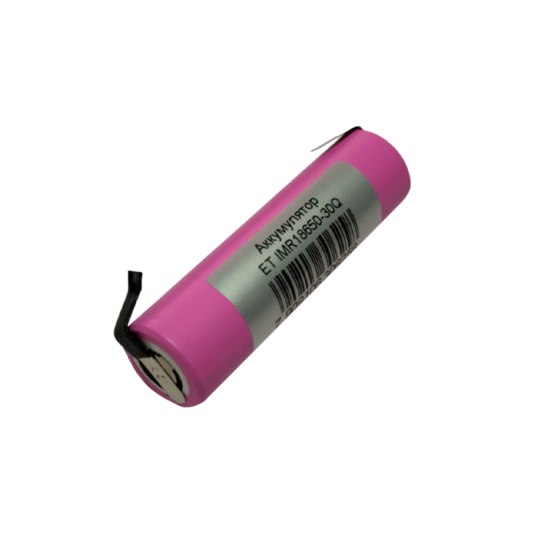 Аккумулятор ET IMR18650-30Q-T, горизонтальный монтаж, 3000мАч, 20/35А, Li-Ion высокая токоотдача