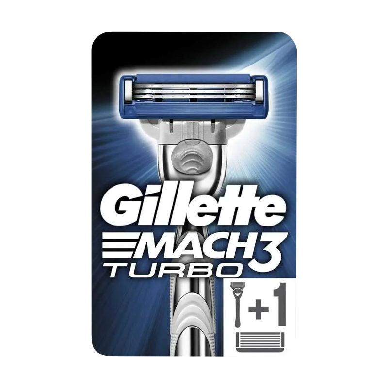 Бритва Gillette MACH3 TURBO 3 лезвия 2 кассеты пластиковая ручка ENG (1/6)