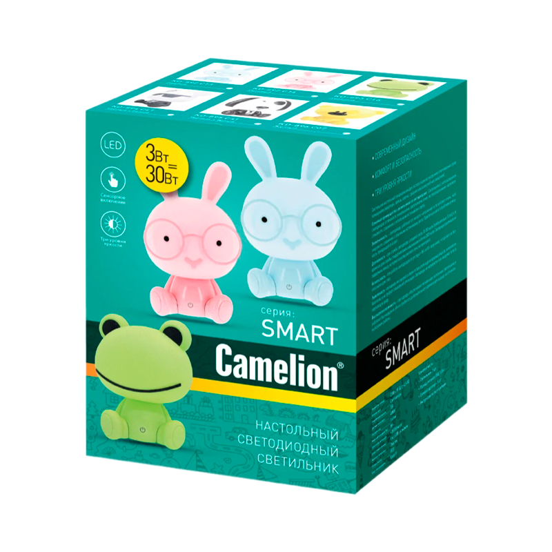Светильник настольный Camelion KD-892 3W 1LED IP20 на основании сенс. розовый (1/12)