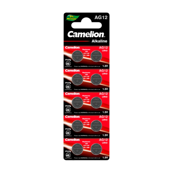 Батарейка Camelion G12/LR1142/LR43/386A/186 BL10 Alkaline 1.5V (10/100/3600)