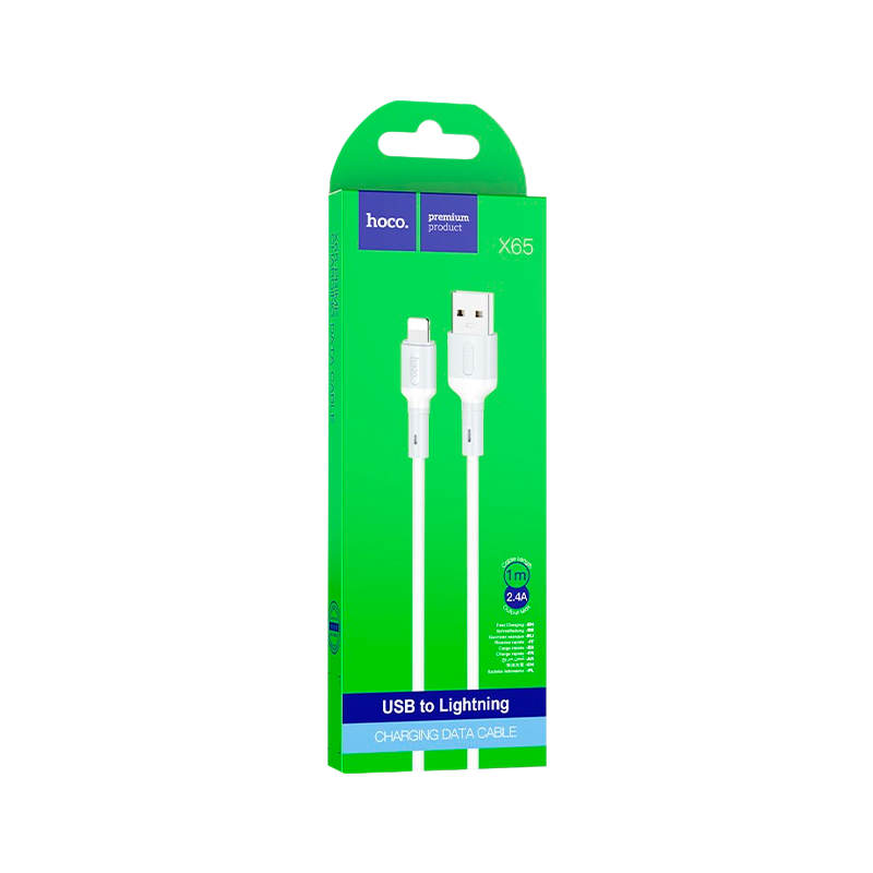 Кабель HOCO X65 USB (m)-Lightning (m) 1.0м 2.4A TPE белый (1/31/310)