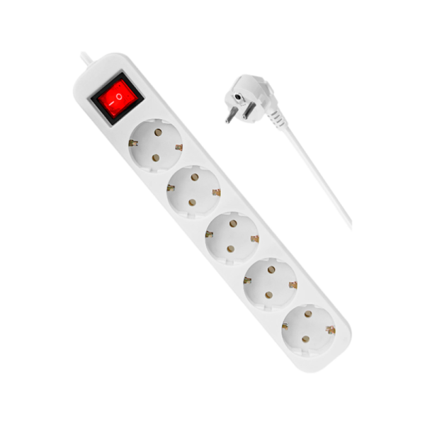 Удлинитель Defender S530 5р.С/З 10A 1.8м с выкл. ПВС 3x1мм² белый (1/30)