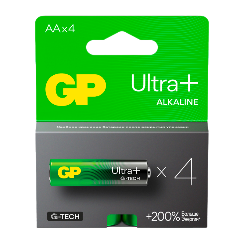 Батарейка GP ULTRA PLUS G-tech LR6 AA BL4 Alkaline 1.5V (4/40/320) R