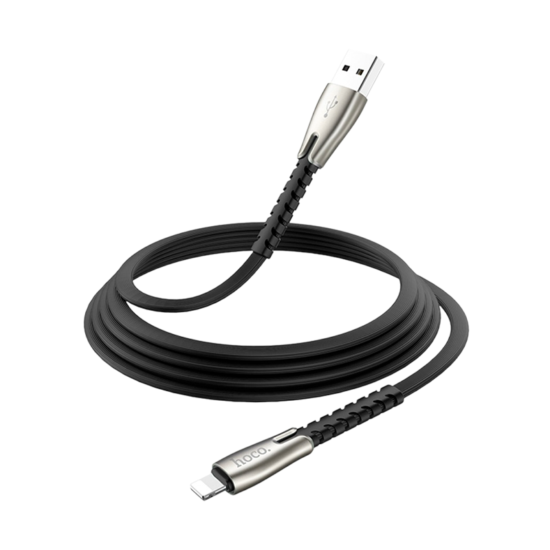 Кабель HOCO U58 USB (m)-Lightning (m) 1.2м 2.4A TPE черный (1/30/300)
