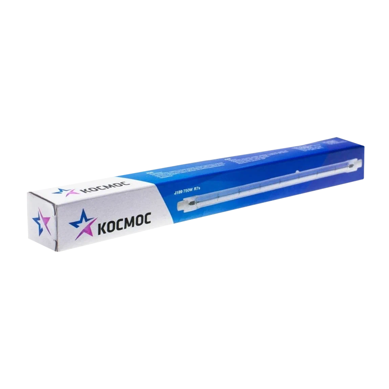 Лампа галогенная Космос J189 R7s 750W 2700К 220V трубчатая прозрачная (1/50/500)