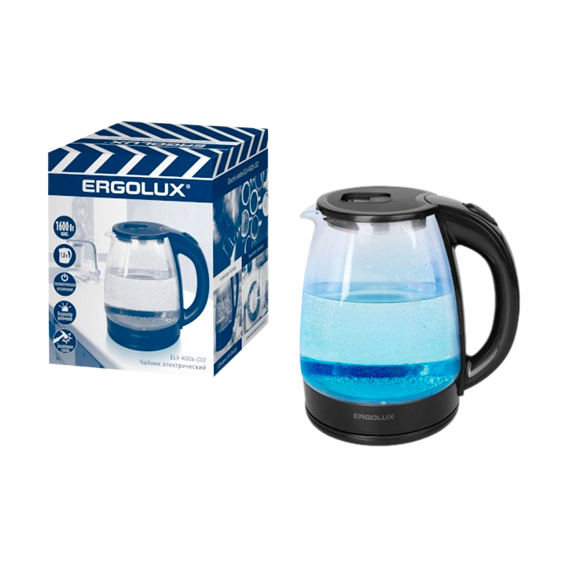 Электрочайник Ergolux ELX-KG06-C02 1600W 1.8л черный (1/12)