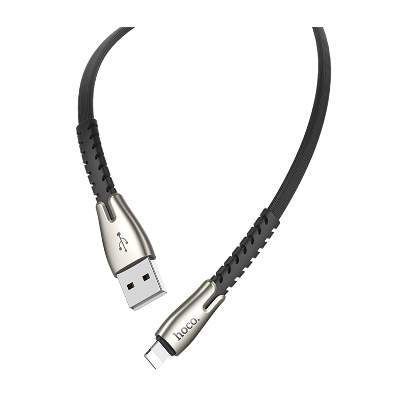 Кабель HOCO U58 USB (m)-Lightning (m) 1.2м 2.4A TPE черный (1/30/300)