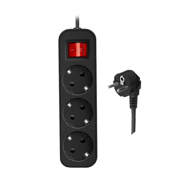 Удлинитель Defender G330 3р.С/З 10A 3.0м с выкл. черный (1/45)