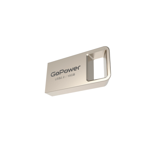 Флеш-накопитель GoPower MINI 16GB USB2.0 металл серебряный (1/50/1000)