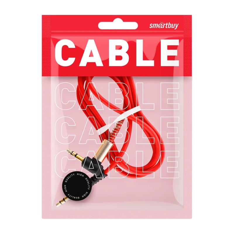 Кабель AUX Smartbuy Jack 3.5mm (m)-Jack 3.5mm (m) 1.0м угловой красный