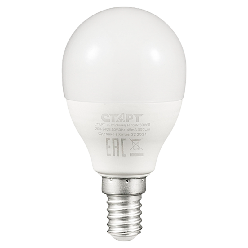 Лампа светодиодная Старт Sphere E14 10W 6500К 220V шар Black матовая (1/10/100)