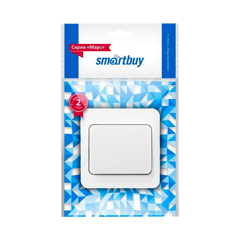 Выключатель Smartbuy 1-клавишный 10А белый "Марс" (SBE-02w-10-SW1-0)