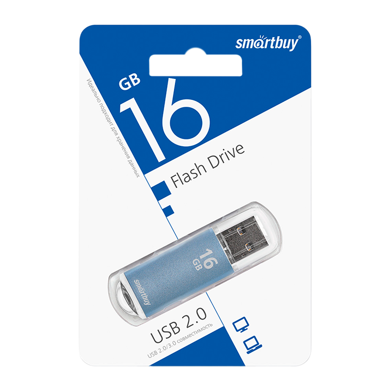 Флеш-накопитель Smartbuy V-Cut 16GB USB2.0 пластик синий
