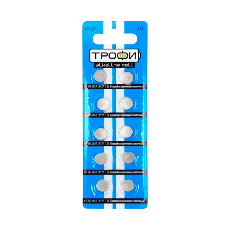 Батарейка Трофи G7/LR926/LR57/395A/195 BL10 Alkaline 1.55V (10/200/1600)
