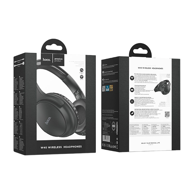 Наушники полноразмерные HOCO W40 Mighty bluetooth 5.3 черный (1/60)