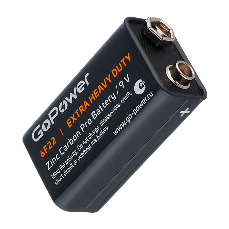 Батарейка GoPower Крона 6F22 Shrink 1 Heavy Duty 9V (1/10/200)
