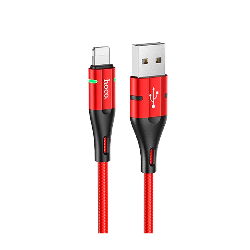 Кабель HOCO U93 USB (m)-Lightning (m) 1.2м 2.4A нейлон красный (1/22/220)