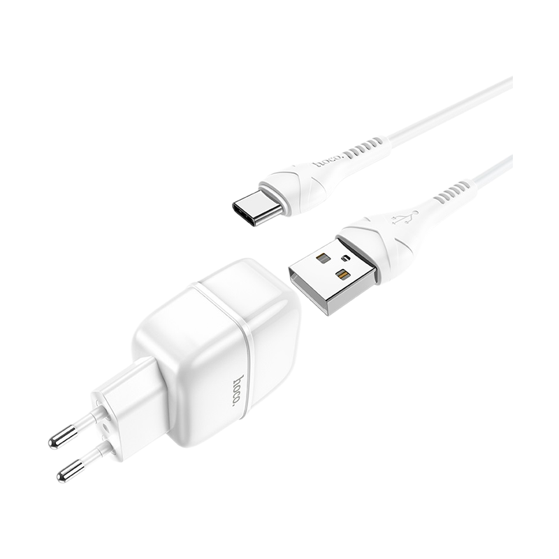 Сетевое З/У HOCO C77A 2USB 2.4A с кабелем Lightning белый (1/12/120)