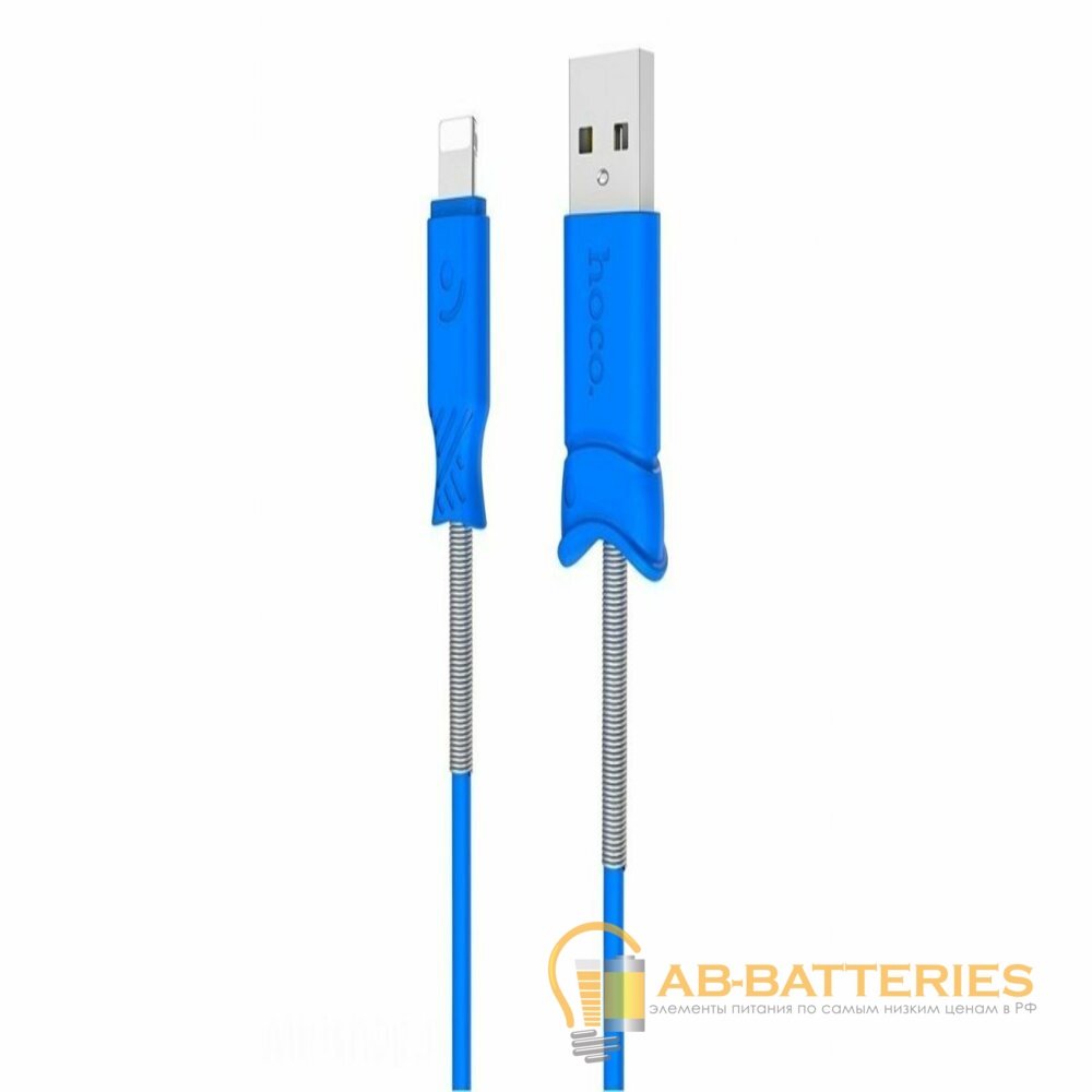 Кабель HOCO X24 USB (m)-Lightning (m) 1.0м 2.4A силикон синий (1/31/310)