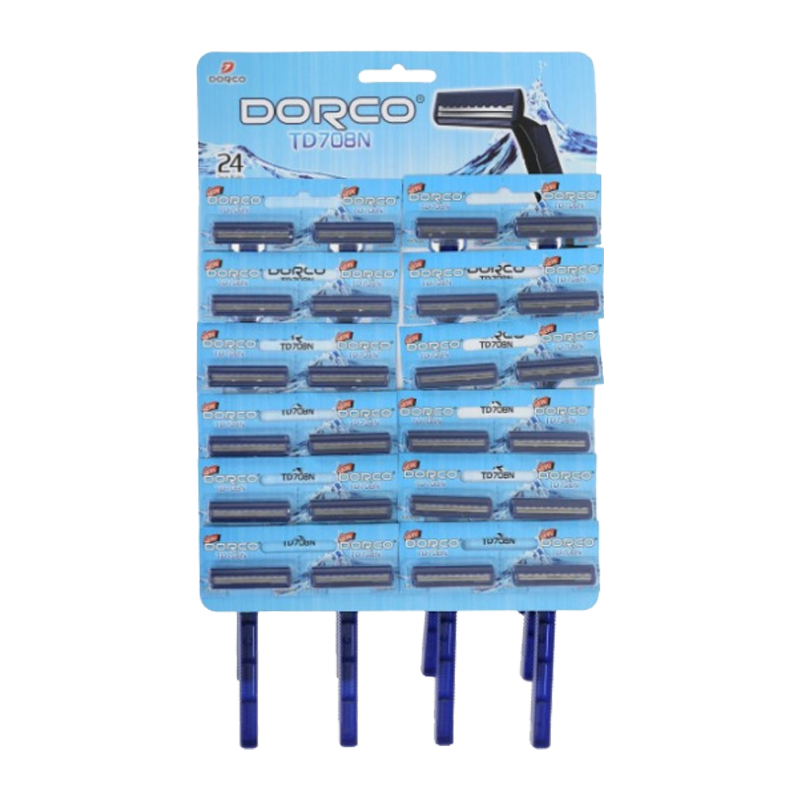 Бритва DORCO TD708 2 лезвия пластиковая ручка на карте 24шт. (24/240)