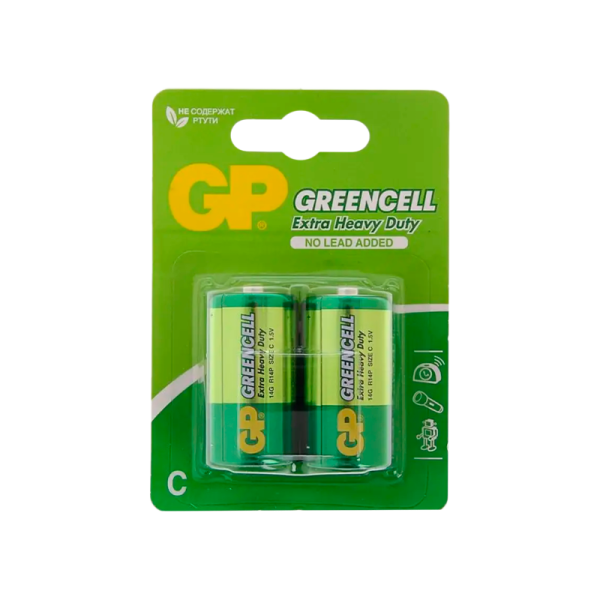 Батарейка GP GreenCell R14 C BL2 Heavy Duty 1.5V (2/20/240)