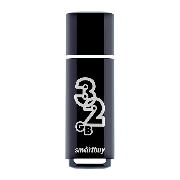 Флеш-накопитель Smartbuy Glossy 32GB USB2.0 пластик черный