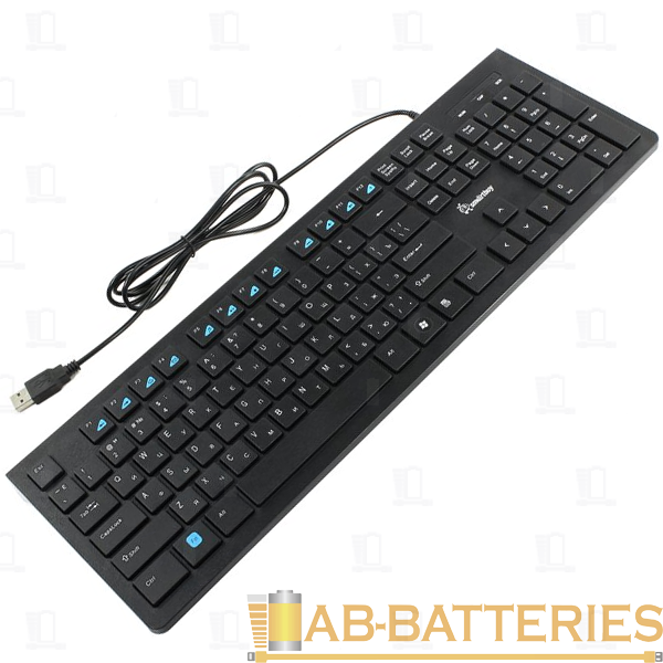 Клавиатура проводная Smartbuy 206 SLIM классическая USB 1.47м мультимед. черный (1/20)
