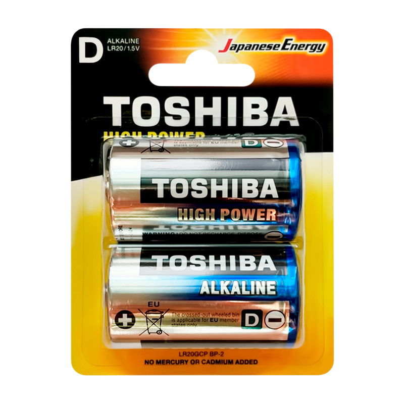 Батарейка Toshiba LR20 D BL2 Alkaline 1.5V (2/20/80)