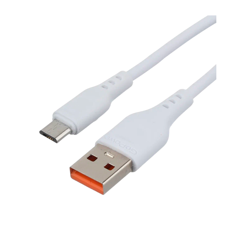 *Кабель GoPower GP01M-2M USB (m)-microUSB (m) 2.0м 2.4A белый (1/200/800) 