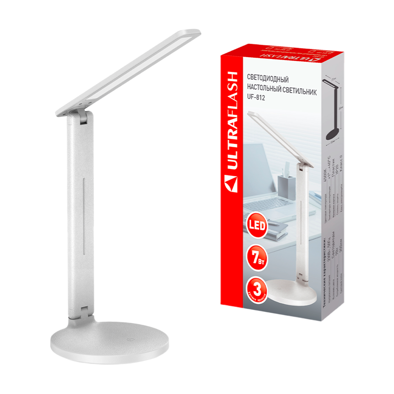 Светильник настольный Ultraflash UF-812 7W 230V на основании 3 ур.ярк. белый