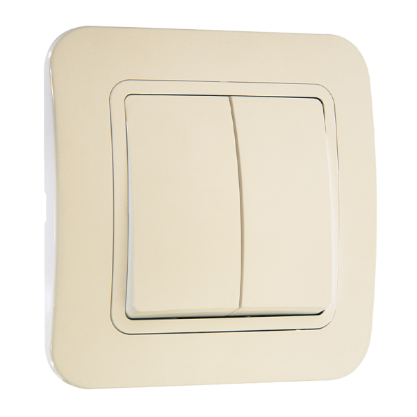 Выключатель Makel Lillium 2-клав.10A пластик кремовый 70203 (1/12)