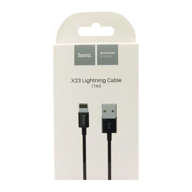 Кабель HOCO X23 USB (m)-Lightning (m) 1.0м 2.1A TPE черный (1/46/276)