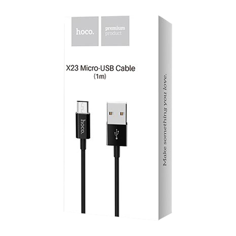 Кабель HOCO X23 USB (m)-microUSB (m) 1.0м 2.1A TPE черный (1/46/276)