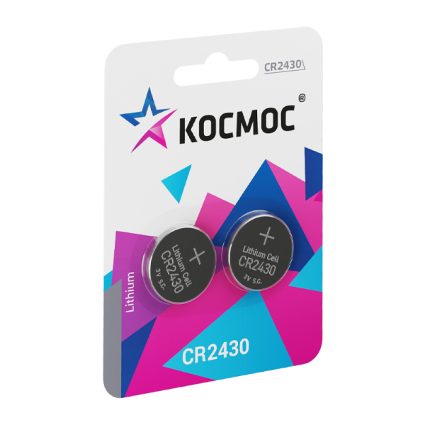 Батарейка Космос CR2430 BL2 Lithium 3V