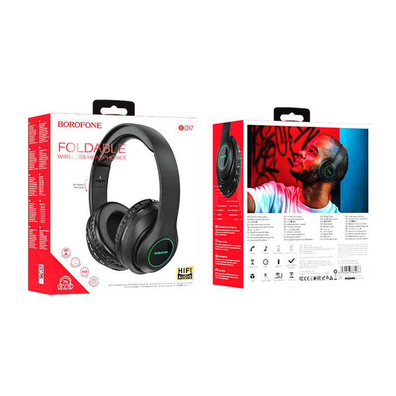 Наушники полноразмерные Borofone BO17 bluetooth 5.0 с микр. черный (1/36)