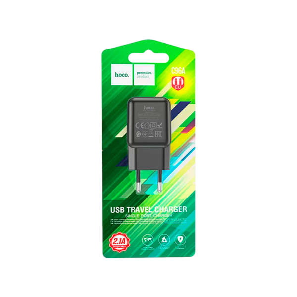 Сетевое З/У HOCO C96A 1USB 2.1A черный (1/27/162)