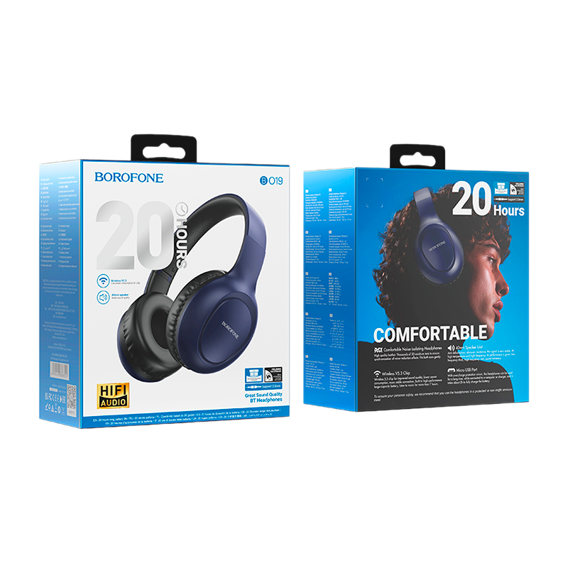 Наушники полноразмерные Borofone BO19 bluetooth 5.3 синий (1/30)
