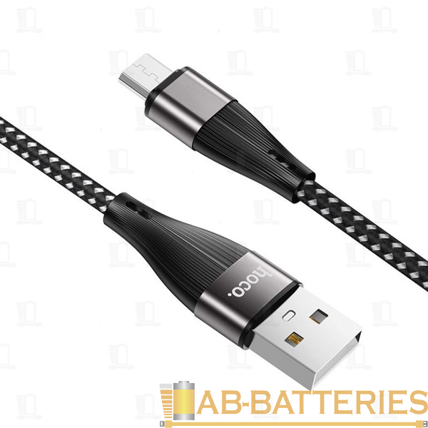 Кабель HOCO X57 USB (m)-microUSB (m) 1.0м 2.4A нейлон черный (1/33/330)