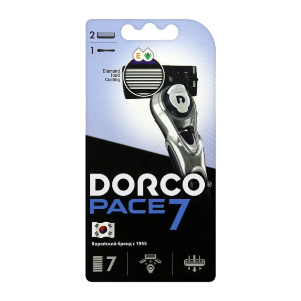 Бритва DORCO PACE7 SVA 1002 7 лезвий 2 кассеты пластиковая ручка (1/8)