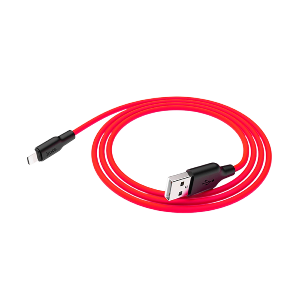 Кабель HOCO X21 Plus USB (m)-Lightning (m) 1.0м 2.4A силикон черный красный (1/28/168)