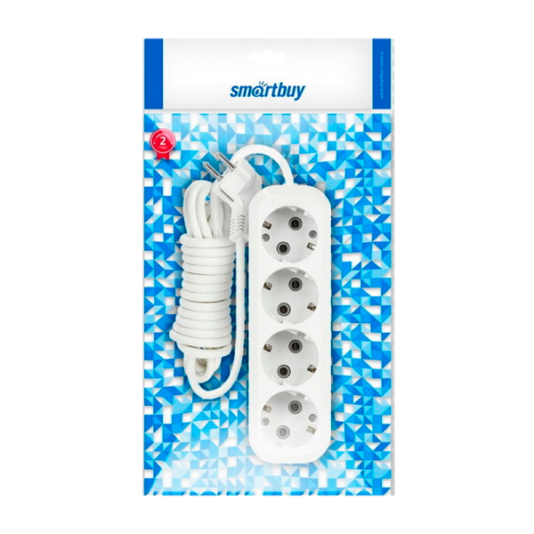 Удлинитель Smartbuy 4р.С/З 16A 5.0м белый (1/40)
