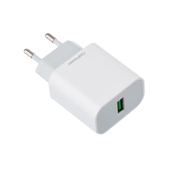 Сетевое З/У GoPower GPQC07 1USB 18W QC3.0 белый (1/200)